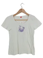 Vorschaubild 1 von Damen T-Shirt Gr. 36/S Weiß Lila Print Baumwolle Casual