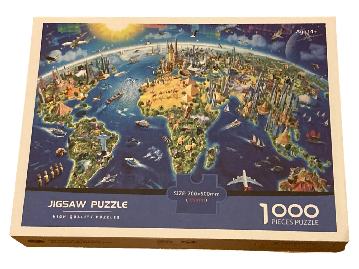 1000 Teile Puzzle Weltkarte Sehenswürdigkeiten Tiere Transport Jigsaw ab 14