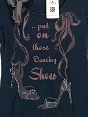 Vorschaubild 2 von EDC Damen T-Shirt Tanzschuhe Strass Schleife Gr. 38/M Blau Casual