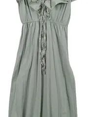 Vorschaubild 4 von Maxikleid Gr. M Rüschen V-Ausschnitt Grün Baumwolle Sommer