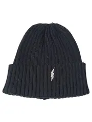 Vorschaubild 1 von Mädchen Mütze Beanie Schwarz Rippstrick Blitz-Logo Kinder