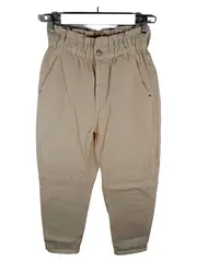 Vorschaubild 1 von Damen Stoffhose Baggy Fit Paperbag Gr. 36 Beige Baumwolle