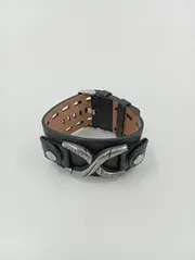 Vorschaubild 1 von Armband Damen Leder Metall Schwarz Casual 4cm breit 25cm lang