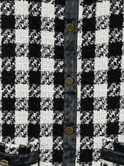 Vorschaubild 2 von Damen Businesskleid Gr. 38/M Kariert Schwarz Weiß Klassisch