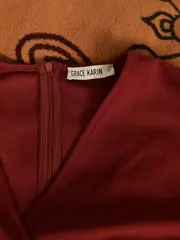 Vorschaubild 2 von Damen Wickelkleid Rot 3/4-Arm Midikleid Gr. XL Elegant