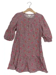 Vorschaubild 1 von Mädchen Kleid Feincord Gr. 126/128 Rosa Blumen
