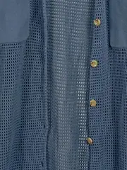 Vorschaubild 3 von Damen Strickjacke Lochmuster Blau Gr. 42/44 Casual Baumwolle