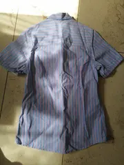 Vorschaubild 3 von Kinder Hemdbluse Gr. 152 Blau Gestreift Kurzarm Baumwolle Casual