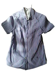 Vorschaubild 1 von Kinder Hemdbluse Gr. 152 Blau Gestreift Kurzarm Baumwolle Casual