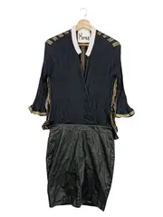 Vorschaubild 1 von Damen Wickelrock Gr. 38/M Schwarz Gestreift Elegant Vintage Maxirock