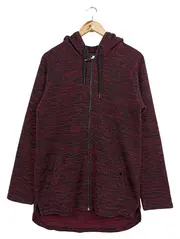 Vorschaubild 1 von Herren Sweatjacke Gr. 52/L Rot Meliert Kapuze Reißverschluss Casual Urban