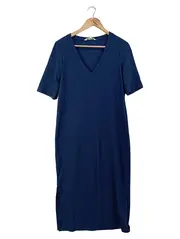 Vorschaubild 1 von Damen Strickkleid Blau Rippstrick L Casual Midikleid