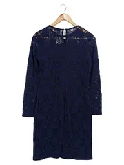 Vorschaubild 2 von Damen festliches Kleid Gr. 38/M Blau Spitze Blumenmuster Elegant Vintage