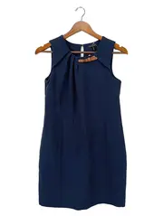 Vorschaubild 1 von Etuikleid Damen Gr. 34/XS Blau Elegant Business mit Schnalle