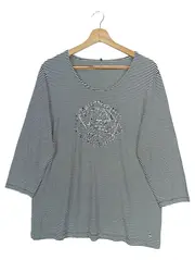 Vorschaubild 1 von Damen T-Shirt Gestreift Metallic-Look Gr. 40/L Mehrfarbig