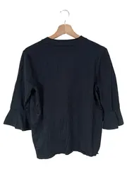 Vorschaubild 2 von Damen Pullover Gr. 36/S Schwarz Casual Basic Rüschenärmel