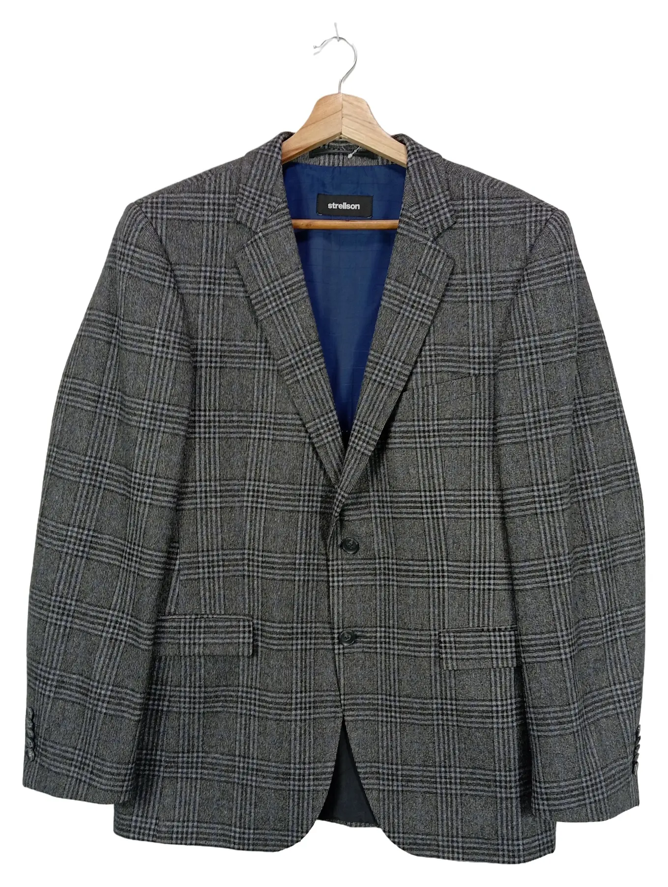 STRELLSON Sakko Herren 48/M Grau Kariert Business Klassisch Modern Blazer