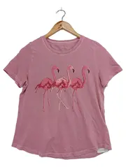 Vorschaubild 1 von Damen T-Shirt Rosa Flamingo Print Gr. 34/XS Casual