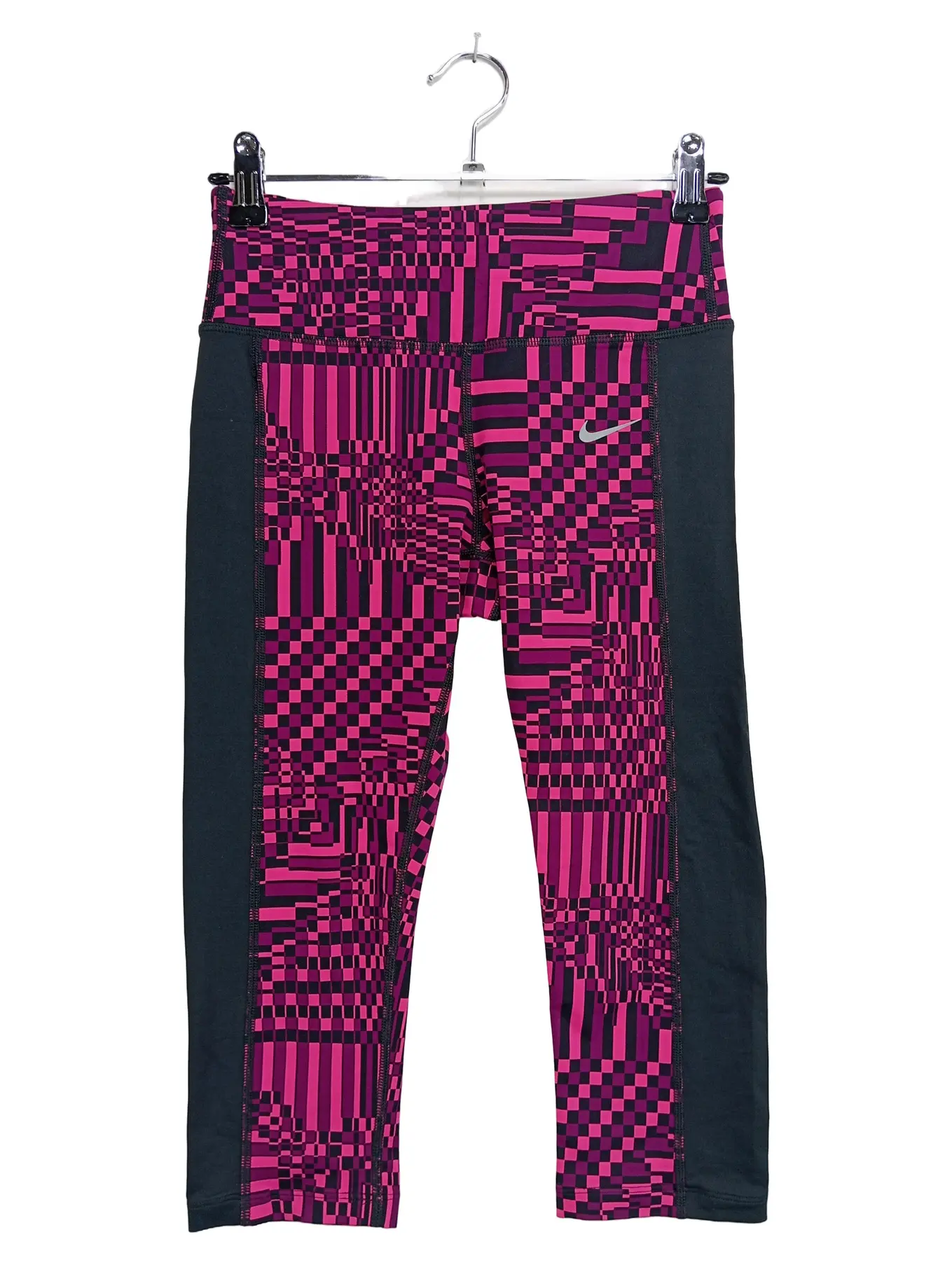 NIKE Damen Leggings XS 34 Dri-Fit Sport Fitness Hose Pink Schwarz Grafisch