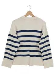 Vorschaubild 2 von Damen Pullover Gr. 36/S Weiß Gestreift Maritim Strickpullover