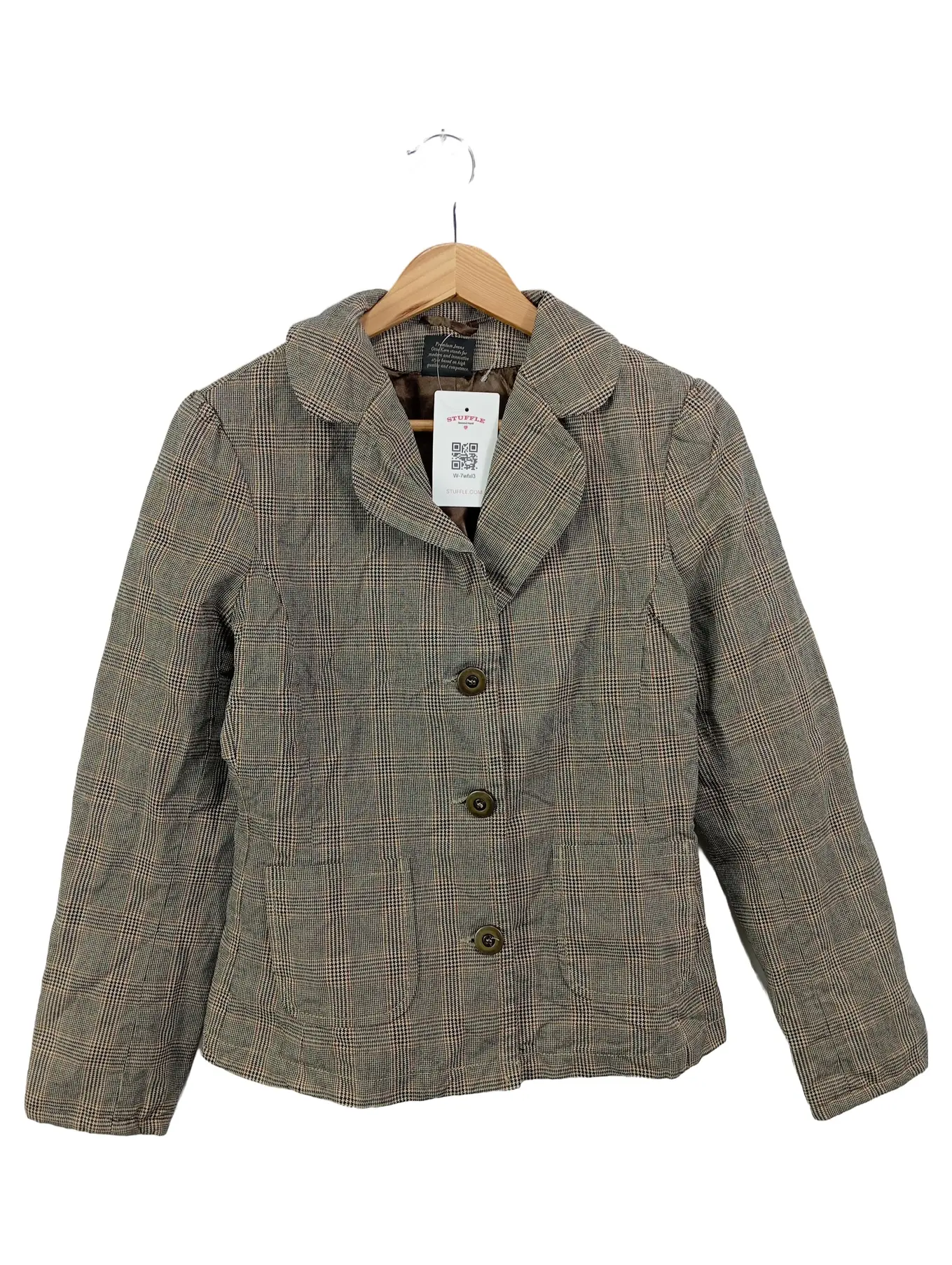 OTTO KERN Damen Blazer Gr. 36/S Braun Kariert Business Klassisch Baumwolle