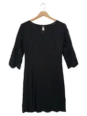 Vorschaubild 2 von Damen Freizeitkleid Schwarz Spitze Gr. 34/XS Baumwolle Elegant
