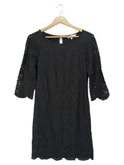 Vorschaubild 1 von Damen Freizeitkleid Schwarz Spitze Gr. 34/XS Baumwolle Elegant