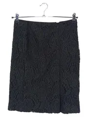 Vorschaubild 2 von Damen Wickelrock 38/M Schwarz Spitze Elegant Midi Wollmix