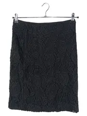 Vorschaubild 1 von Damen Wickelrock 38/M Schwarz Spitze Elegant Midi Wollmix