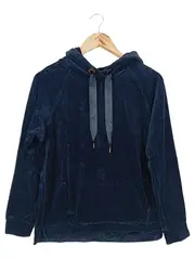 Vorschaubild 1 von Damen Kapuzenpullover Hoodie Samt Blau Gr. 38/M Casual Sportlich