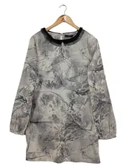 Vorschaubild 1 von Blusenkleid Damen Grau Grafisch Rüschen Knopf Elegant Gr. S