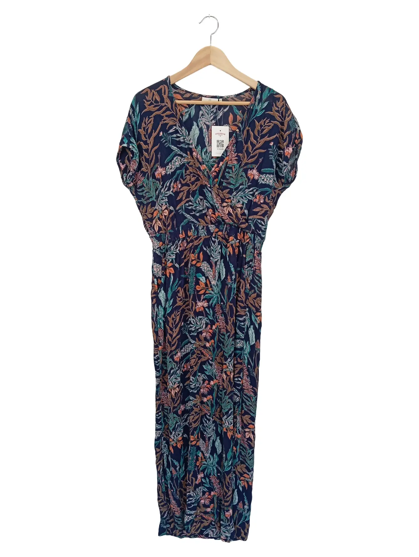KAFFE Damen Wickelkleid 38 Dunkelblau Bohemian