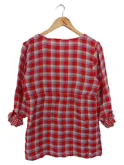Vorschaubild 2 von Damen Bluse 40/M Rot Kariert Vintage Baumwolle 3/4-Arm