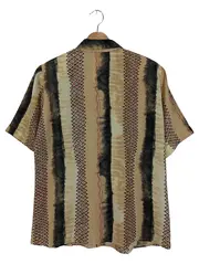 Vorschaubild 2 von Damen Bluse Vintage Grafik Muster Beige Kurzarm Gr. 40/M