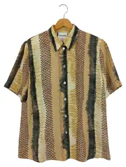 Vorschaubild 1 von Damen Bluse Vintage Grafik Muster Beige Kurzarm Gr. 40/M