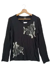 Vorschaubild 1 von Damen Langarmshirt Elegant Spitze Lochmuster Schwarz Gr. 38/M