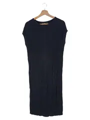 Vorschaubild 1 von Etuikleid Damen Gr. 36/S Schwarz Rippstrick Business Elegant Midi