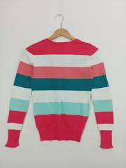 Vorschaubild 2 von Damen Pullover Gr. 34/XS Mehrfarbig Gestreift Casual Langarm Baumwolle