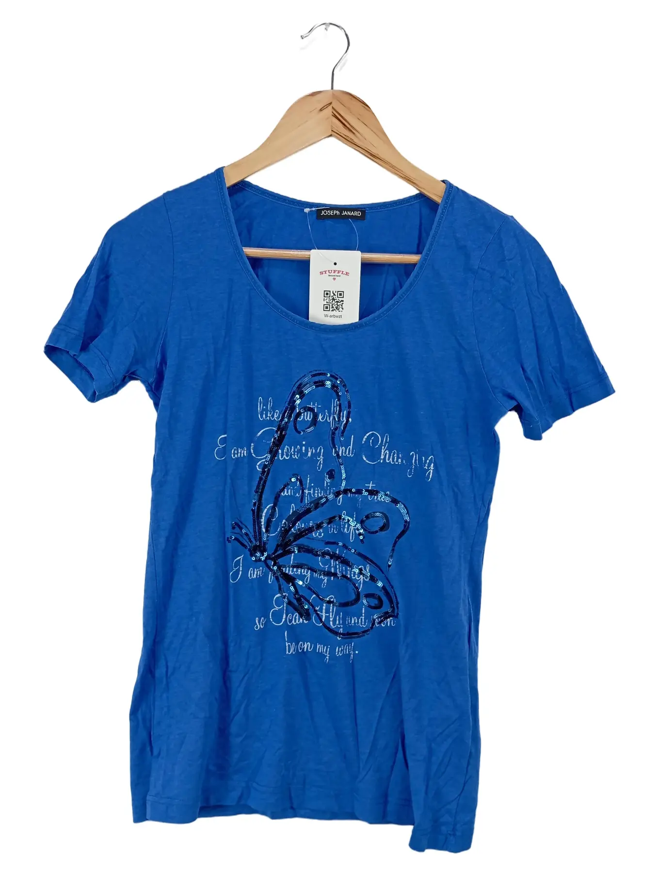 JOSEPH JANARD Damen T-Shirt Gr. 36/S Blau Casual Schmetterling Pailletten