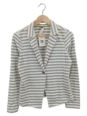 Vorschaubild 1 von Damen Blazer Gestreift Grau Gr. 38/M Casual Baumwolle Polyester