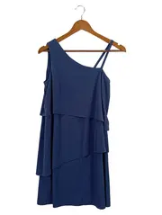 Vorschaubild 1 von Damen Cocktailkleid Gr. 34/XS Blau Elegant Rüschen Asymmetrisch