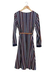 Vorschaubild 2 von Damen Blusenkleid Wickelkleid Gr. 36/S Gestreift Blau Elegant