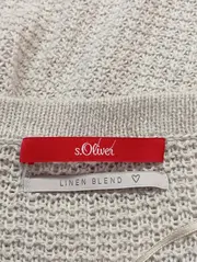 Vorschaubild 3 von Damen Strickjacke Gr. 34/XS Beige Leinen Baumwolle Klassisch Elegant