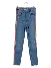 Vorschaubild 1 von Damen Destroyed Jeans Blau Gr. 36 mit Seitenstreifen Casual