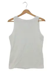 Vorschaubild 2 von Damen Unterhemd M/38 Weiß Basic Casual Spitze Rippstrick