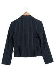 Vorschaubild 2 von Blazer Damen Gr. 40 L Schwarz Gestreift Business Elegant Langarm