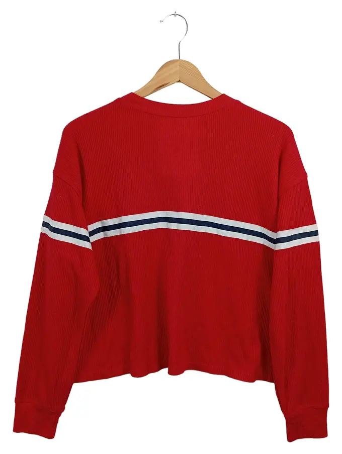 HOLLISTER Damen Sweatshirt Rot 36/S Casual Rippstrick Gestreift