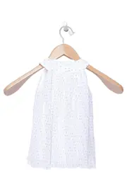 Vorschaubild 2 von Kinder Sommerkleid weiß gepunktet Rüschen Gr. 116 elegant