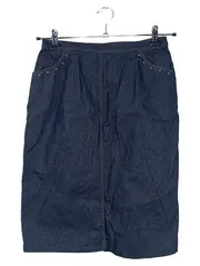 Vorschaubild 1 von Damen Jeansrock Gr. 38/M Blau Casual Midirock Denim Nieten