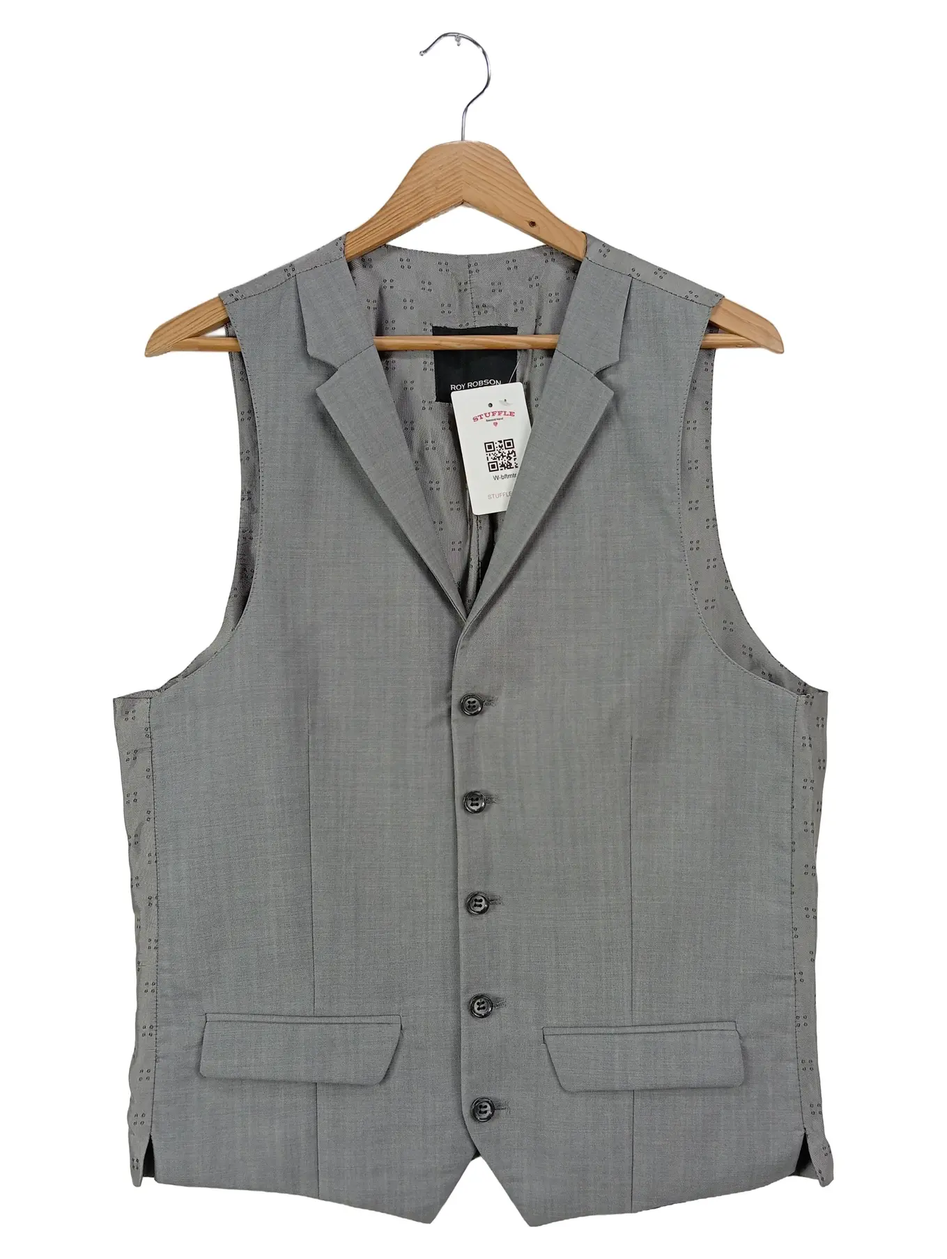 ROY ROBSON Anzugweste Herren Grau Gr. 94 Schurwolle Business Weste